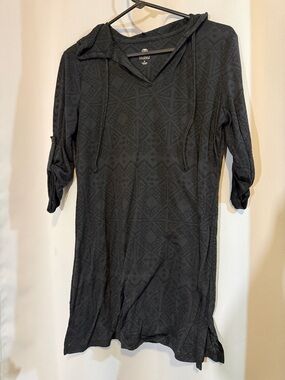 Balance Collection Black Patterned Hooded Beach Coverup